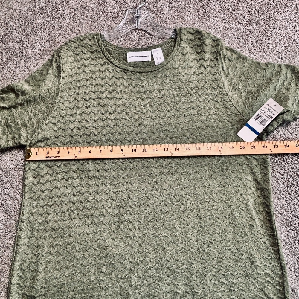 Alfred Dunner Sage Green Textured Knit Sweater Top Sz XL Classic Layering Piece - Picture 6 of 7